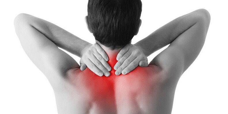 Pain in the shoulder blades caused by muscle inflammation.